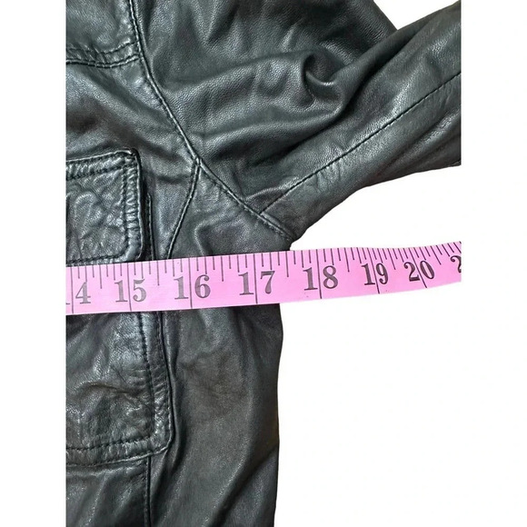 Treasure & Bond Black Long Sleeve Button Front Leather Biker Jacket Size XS - Picture 4 of 9